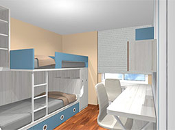 Diseño en 3D de habitaciones juveniles.