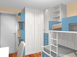 Diseño en 3D de habitaciones juveniles.